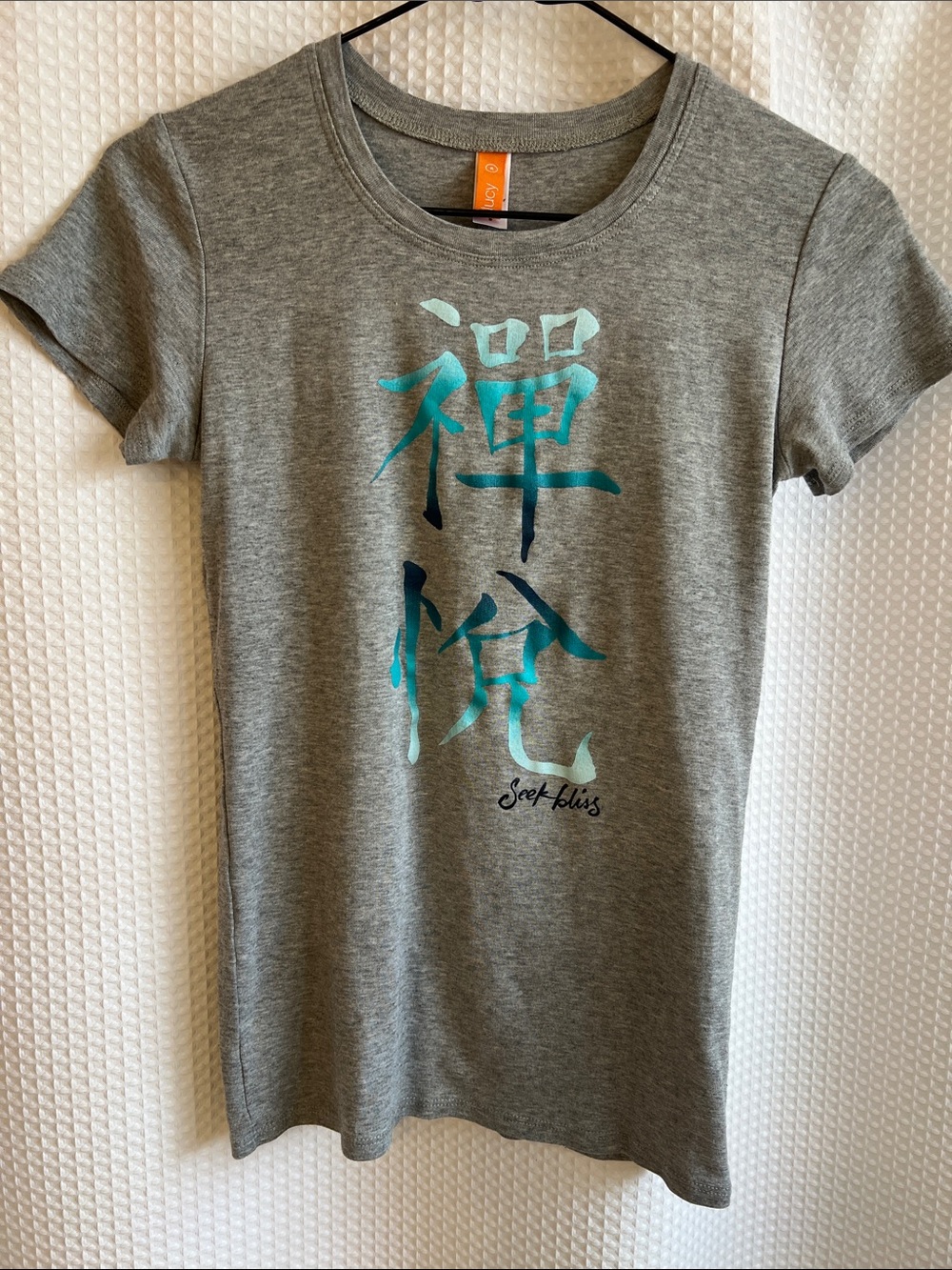Lucy Grey Tee with Teal Script Graphic
